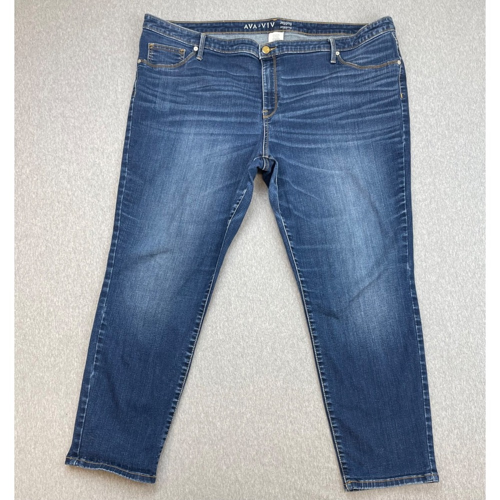 Ava & Viv Jeans Womens 24W Blue Cotton Blend Stretch Jegging High-Rise